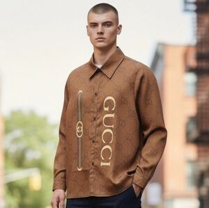 GG Logo Men's Silky Casual Shirt